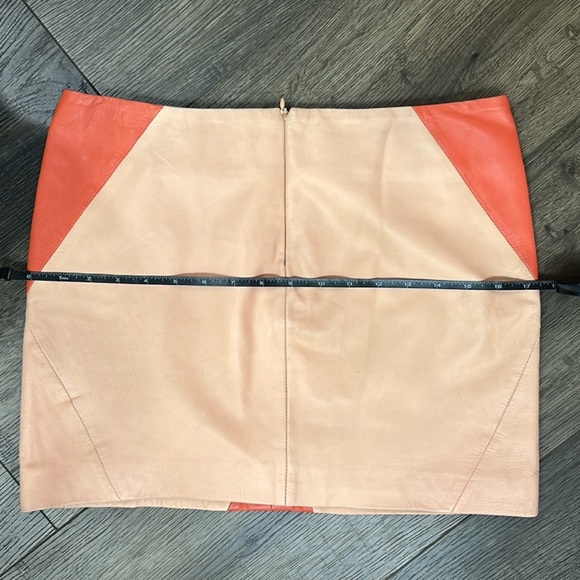 Maje Peach Orange and Magenta Lamb Leather Mini Skirt - Picture 13 of 16